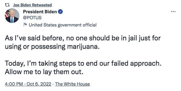 Joe Biden Tweetou sobre o anúncio do perdão