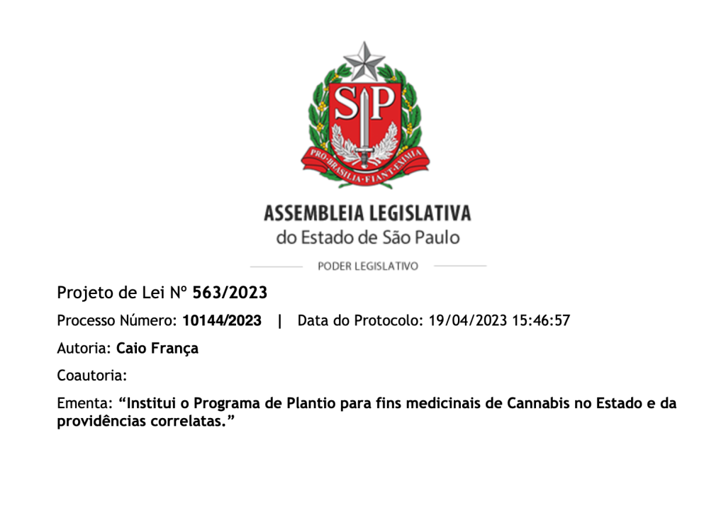 Propositura para lei de cultivo de Cannabis em SP proposta por Caio França