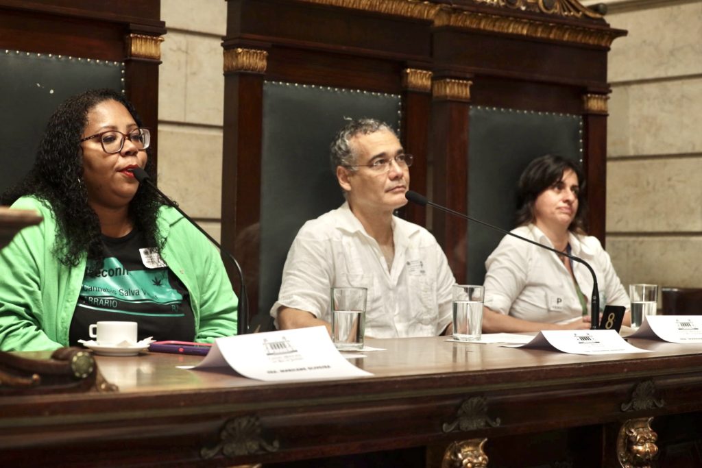 Marilene, Sidarta e Margarete na audiência pública sobre Cannabis da Câmara do Rio