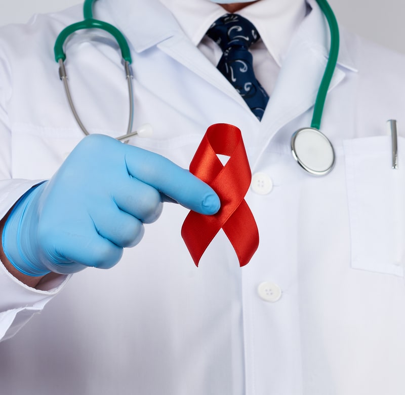 dezembro vermelho medico com simbolo em maos