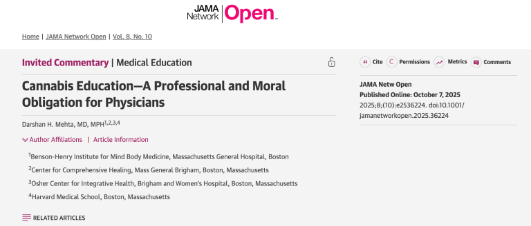 Capa do artigo escrito por Darshan Mehta, "Educação sobre Cannabis — uma obrigação profissional e moral para médicos”, em tradução livre