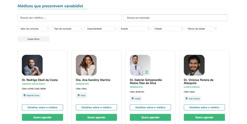 pagina agendamento medicos cannabis saude