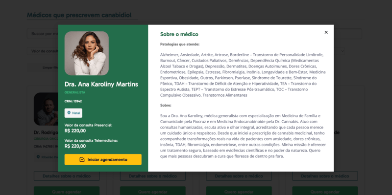 pagina agendamento medicos prescritor cannabis saude