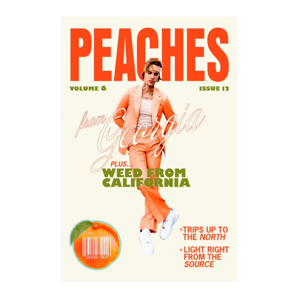 Cartaz de Justin Bieber com a frase "I get my weed from California"