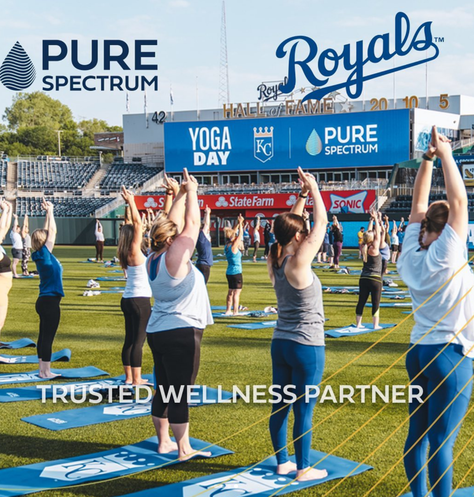 Publicidade da Pure Spectrum CBD e time de baseball Kansas City Royals